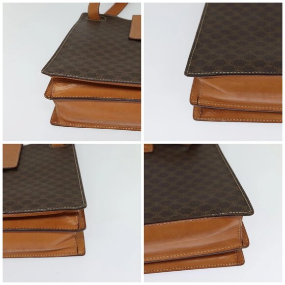 CELINE Macadam Canvas Shoulder Bag PVC Leather Brown Gold - Picture 16 of 16